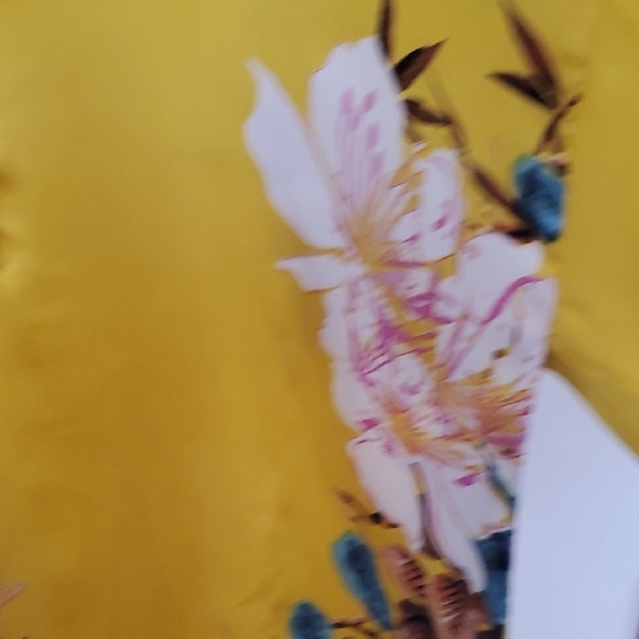 Zara Floral Blouse Yellow/Gold Hi Low medium Oversize - Picture 5 of 10